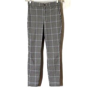 Hollister Ultra High Rise Pants Womens M Black Blue White Plaid Stretch Pockets